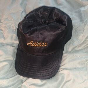 Black satin adidas baseball hat